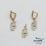 نیم ست طلا – آویز و گوشواره - طرح هندسی