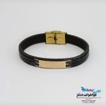 دستبند طلا و چرم - طرح هندسی