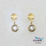 گوشواره میخی طلا - طرح سنگ رنگی