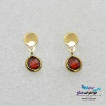 گوشواره میخی طلا - طرح سنگ رنگی