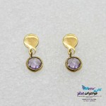 گوشواره میخی طلا - طرح سنگ رنگی