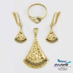 نیم ست طلا - آویز و گوشواره و انگشتر - طرح ورساچه
