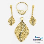 نیم ست طلا - آویز و گوشواره و انگشتر - طرح ورساچه