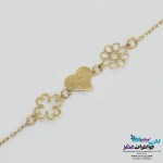 دستبند طلا - طرح قلب و گل