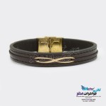 دستبند طلا و چرم - طرح بی نهایت