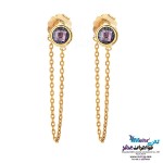 گوشواره طلا - طرح سنگ بنفش