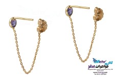 گوشواره طلا - طرح سنگ بنفش