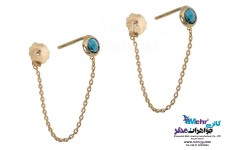 گوشواره طلا - طرح سنگ آبی
