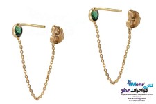گوشواره طلا - طرح سنگ سبز