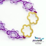 دستبند طلا و مهره - طرح گل