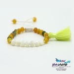 دستبند طلا و سنگ - طرح گوی تراش