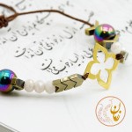 دستبند طلا و سنگ - طرح گل