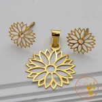 نیم ست طلا - آویز و گوشواره - طرح گل