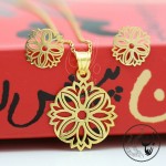 نیم ست طلا - آویز و گوشواره - طرح گل