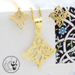 نیم ست طلا - آویز و گوشواره - طرح اسلیمی