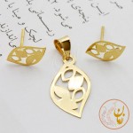 نیم ست طلا - آویز و گوشواره - طرح برگ
