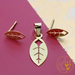 نیم ست طلا - آویز و گوشواره - طرح برگ