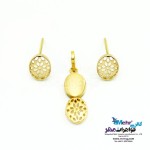 نیم ست طلا - آویز و گوشواره - طرح هندسی