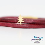 دستبند طلا و چرم - طرح درخت کریسمس