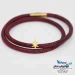 دستبند طلا و چرم - طرح درخت کریسمس