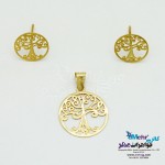 نیم ست طلا - آویز و گوشواره - طرح درخت زندگی