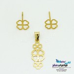 نیم ست طلا - آویز و گوشواره - طرح شبدر چهار برگ