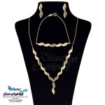 سرویس طلا - گردنبند و گوشواره و دستبند - طرح برگ