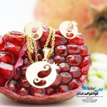 نیم ست طلا - آویز و گوشواره - طرح انار و بته‌ جقه