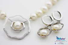 نیم ست طلا - گردنبند و گوشواره - طرح مروارید نشان