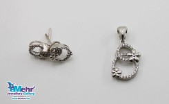 نیم ست طلا - آویز و گوشواره - طرح گل پنج برگ