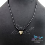 گردنبند طلا و چرم - سنگ سواروسکی قلب