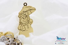 آویز طلا - طرح آدم برفی و چتر