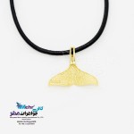 گردنبند طلا و چرم - طرح دم وال