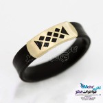 نیم ست دستبند و انگشتر طلا و چرم - طرح هندسی