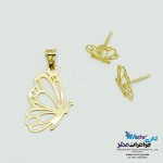 نیم ست طلا آویز و گوشواره - طرح پروانه