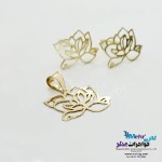 نیم ست طلا آویز و گوشواره - طرح گل