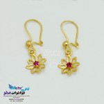 نیم ست طلا - آویز و گوشواره - طرح گل خورشیدی