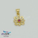 نیم ست طلا - آویز و گوشواره - طرح گل خورشیدی