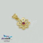 نیم ست طلا - آویز و گوشواره - طرح گل خورشیدی