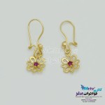 نیم ست طلا - آویز و گوشواره - طرح گل خورشیدی
