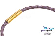 دستبند طلا و چرم - سنگ سواروسکی قلب