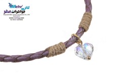 دستبند طلا و چرم - سنگ سواروسکی قلب