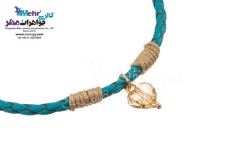 دستبند طلا و چرم - سنگ سواروسکی قلب