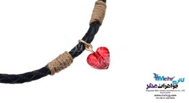 دستبند طلا و چرم - سنگ سواروسکی قلب