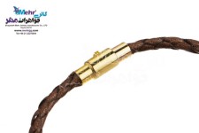 دستبند طلا و چرم - سنگ سواروسکی پروانه