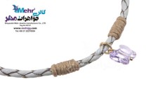 دستبند طلا و چرم - سنگ سواروسکی پروانه