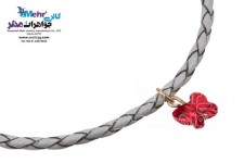 دستبند طلا و چرم - سنگ سواروسکی پروانه