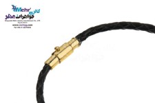 دستبند طلا و چرم - سنگ سواروسکی پروانه