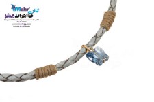 دستبند طلا و چرم - سنگ سواروسکی پروانه