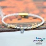 دستبند طلا و چرم - سنگ سواروسکی پروانه